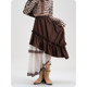 Pupangren high waist irregular skirt for women 2025 summer new mesh splicing hot girl slim midi skirt