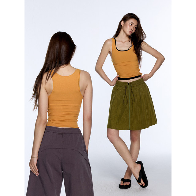 Gowireless summer basic slim base multi-color small pit strip U-neck tight wrap vest top