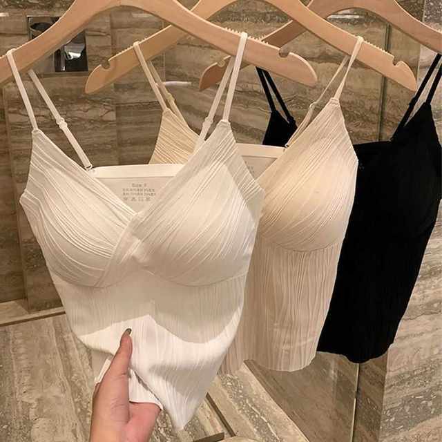 The new French water wave pattern camisole with the chest pad is worn inner and the chest -backed chest bottoming underwear pressing vests