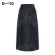 D63 women's winter black retro print new Chinese style high waist mid-length straight skirt 2024 new
