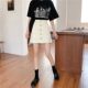 Large size black denim skirt for women in summer fat girl covering her belly and making her look slim straight A-line short skirt anti-exposure skirt pants