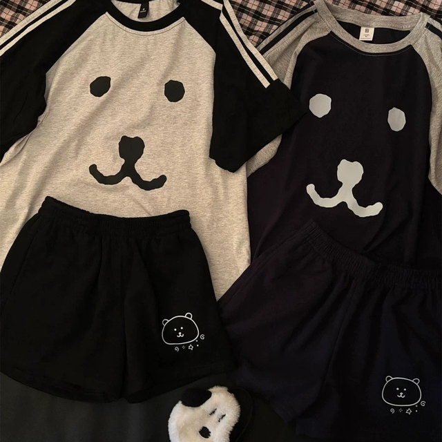 Soft girl cat black five-point all-match shorts in summer Japanese cute sweet casual loose student wide-leg pants