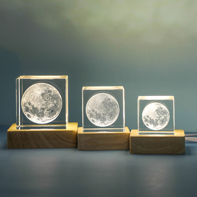 Moon Crystal Desktop Ornament Night Light Couple Best Friend Birthday Gift Girl Girl Girlfriend High-end Niche