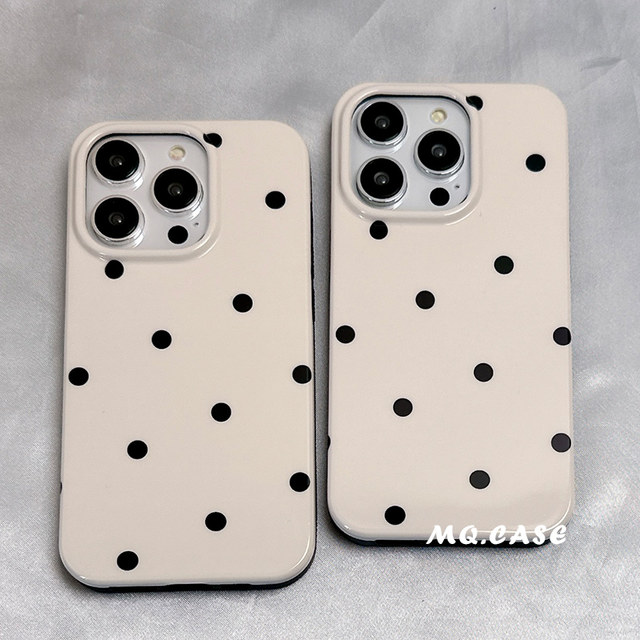 Zhao Lusi same simple polka dot suitable for Apple 14 mobile phone case iPhone 13 Promax new 16 protective case 12 creative 11 full cover 15 silicone anti-fall 17 female soft internet celebrity high-end girl