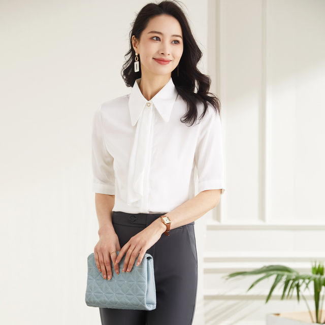 Lomon women's shirt lightweight breathable comfortable five-point sleeve business commuting casual shirt for women
