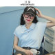Hongguan 2025 summer new polo shirt women's T-shirt blue chic top small rag-shoulder short-sleeved lapel T-shirt
