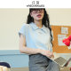 Hongguan 2025 summer new polo shirt women's T-shirt blue chic top small rag-shoulder short-sleeved lapel T-shirt
