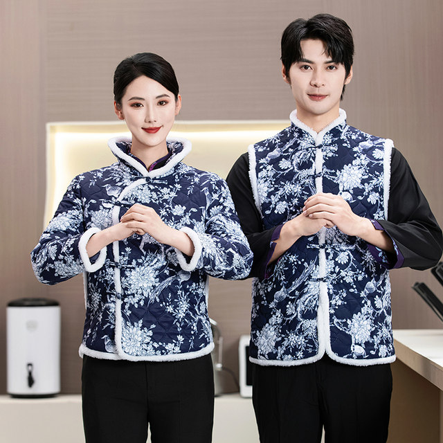 Northeast large flower vest, Chinese style flower cotton jacket, buckle ethnic style women's clothing, men's clothing, thickened Tang suit, New Year's vest, winter