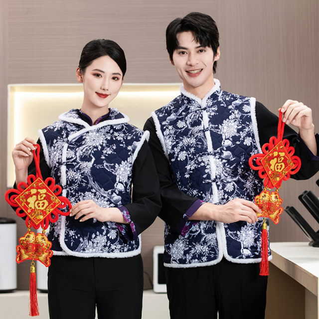 Northeast large flower vest, Chinese style flower cotton jacket, buckle ethnic style women's clothing, men's clothing, thickened Tang suit, New Year's vest, winter