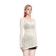 BM sweater women's 2025 new winter round neck hollow pure and sexy hot girl slim and long sleeve knitted base shirt

