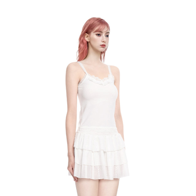 BM suspender vest for women 2025 new lace suspender pure desire pure white lace suspender vest