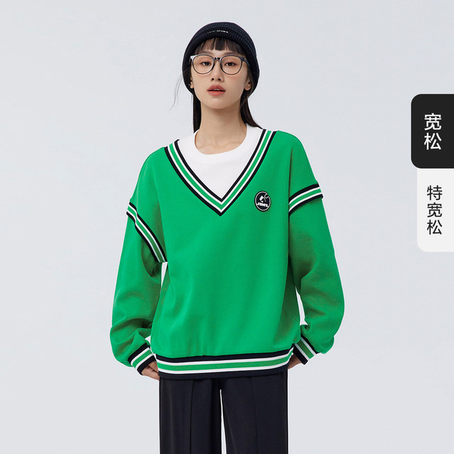 [The same model of the mall] Malisen Marrine sweater, two loose spring new contrasting bulls, retro, retro
