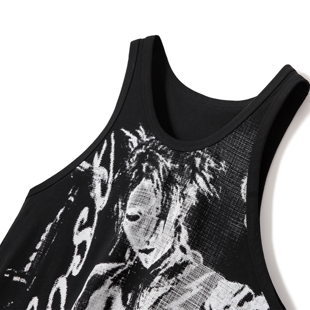 GOST silhouette printed loose vest black and white portrait comfortable cotton sleeveless T-shirt breathable casual top summer
