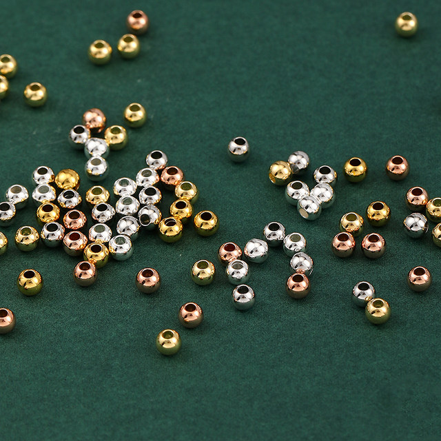 
100 pieces price 14K gold-filled color-preserving gold beads loose beads silver beads round beads separated beads diy beaded bracelet necklace accessories
