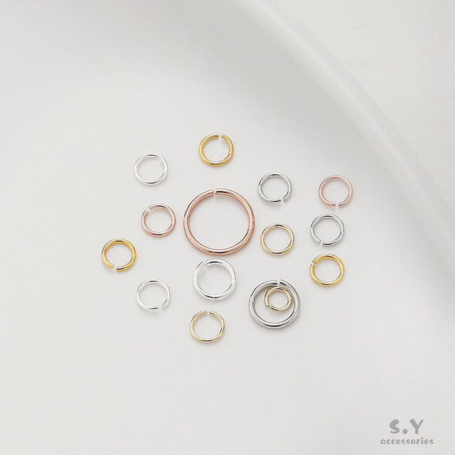 14K gold-filled color-protected single-ring open ring handmade diy string bracelet necklace ending connection ring jewelry material accessories