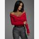European and American style spring and autumn new V -neck fashion light cooked red cross -nails slim long -sleeved T -shirt bottom shirt shirt
