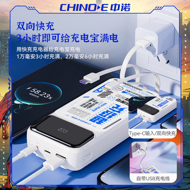 CHINOE 20000 mAh super full capacity comes with three -line 22.5W two -way fast charging treasure
