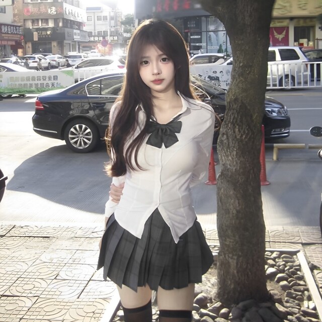 Summer original JK uniform Waist white shirt female short -sleeved hot girl college wind shirt dog short skirt set
