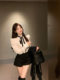 French stand-up collar white long-sleeved shirt for women in autumn and winter waist-hugging unique slim fit and slim shirt design niche top
