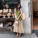 Echoone vintage dots polka dot umbrella skirt women's Hong Kong style retro tone skirt big sway A-line long skirt