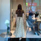 Echoone vintage dots polka dot umbrella skirt women's Hong Kong style retro tone skirt big sway A-line long skirt
