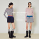 Basicshensen lazy casual low waist splicing short skirt for women spring solid color versatile A-line short skirt