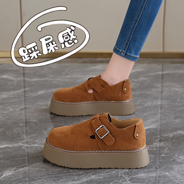 Large size 41 retro Birkenstock shoes for women 2025 new spring and autumn thick sole non-slip one-foot lazier shoes with skirt single shoes
