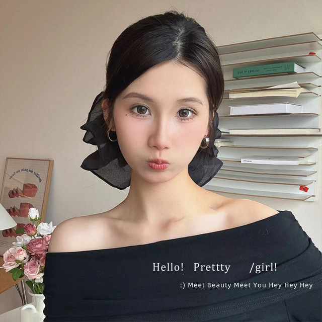 Extra large fairy-like large intestine hair circle for women 2025 new black double-layer large flower head rope high-end head flower hair accessories