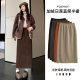Galrald plus velvet skirt female autumn and winter new high waist thin retro slit design A -line long skirt