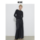 440ME Women's Clothing New Autumn Classic Black Elegant Small One-Line Collar Top Slim Base Long Sleeve T-shirt