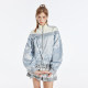 Guukahero light gray stitching satin stand -up collar collar female disassembly bow, stylish loose and versatile jacket