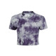 Guukahero purple tie -dyeing round neck short -sleeved T -shirt female summer American embroidery slim body thin versatile short top