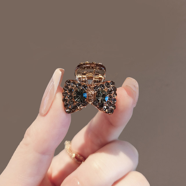 Flash diamond mini bow grab clip light luxury small bang clip forehead hair clip exquisite high-end versatile hair accessories