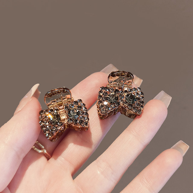 Flash diamond mini bow grab clip light luxury small bang clip forehead hair clip exquisite high-end versatile hair accessories