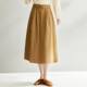 Inman pure cotton fashion retro A-line skirt for women 2024 summer high waist slim elastic waist commuter skirt umbrella skirt