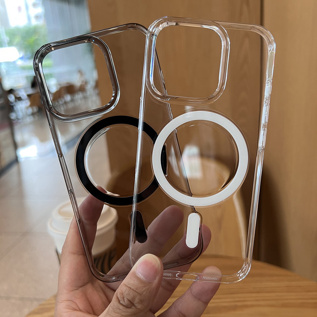 Not easy to yellow transparent hard case suitable for Apple 16 promax magnetic phone case camera buttons all-inclusive iPhone 15 promax protective case 17 simple high definition MagSafe ultra-thin