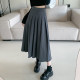 Gray pleated skirt women's long skirt summer 2023 new high-waisted slim spring and autumn skirt small a-line umbrella skirt