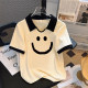 Large size polo shirt, front shoulder pure cotton short-sleeved T-shirt for women in summer, slightly fat mm fashionable and versatile slim short top
