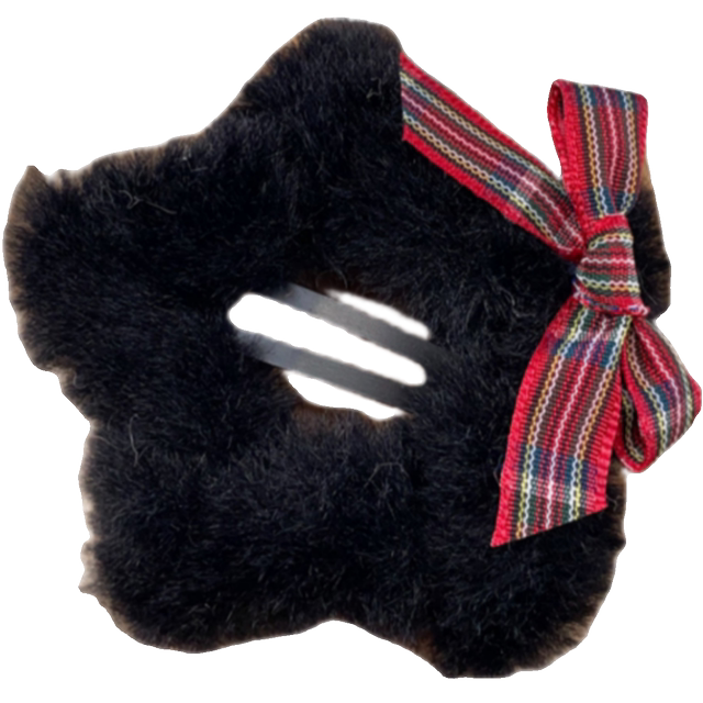 Bow plush pentagram Star hair clip female front bangs bangs clip the back brain broken hair BB headgear winter female
