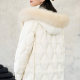 Patavinity diamond -shaped grid hat can be disassembled fox hair collar down jacket women's winter white duck down warm jacket
