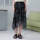 PATAVINITY summer hem asymmetric printed mesh skirt women's clothing 8F3231018
