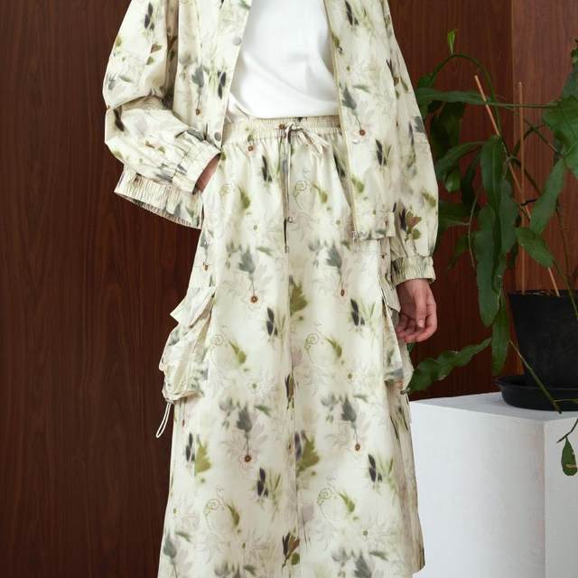 PATAVINITY printed elastic waist skirt for women in spring and autumn style, versatile, fresh and age-reducing elegant mid-length skirt
