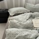 Girls ins small fresh polka dot blue washed cotton bed sheets four-piece set lace cotton quilt cover pure cotton three-piece set 1.5
