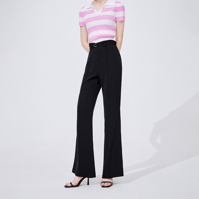Navigare Italian small sailing ship black slim slim casual pants women's summer thin fashion bell pants
