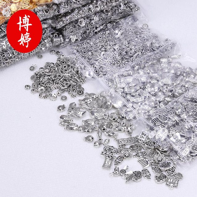 Tibetan silver mixed packaging 50g Tibetan silver accessories pendant stent handmade DIY bracelet bead accessories silver accessories accessories