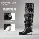 Jennie's daily version DAPHNELAB sugar cube metal high heel over-knee boots American western trouser boots women
