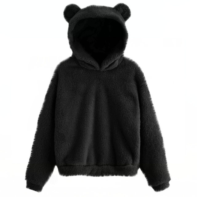 Rabbit ear round neck hooded sweatshirt
