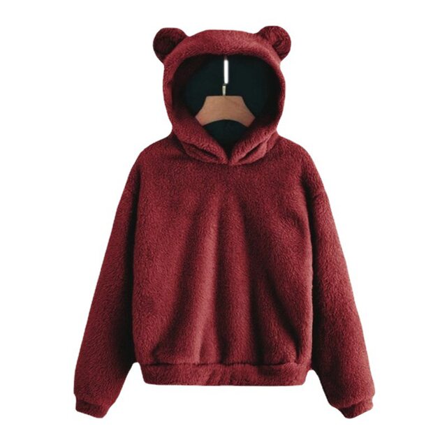 Rabbit ear round neck hooded sweatshirt