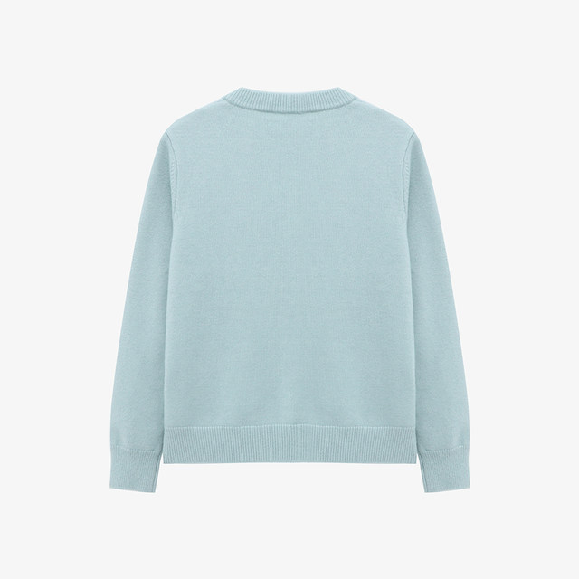 Basic House/Baijiahao round neck jacquard sweater this year's trendy loose long-sleeved short cardigan jacket for women
