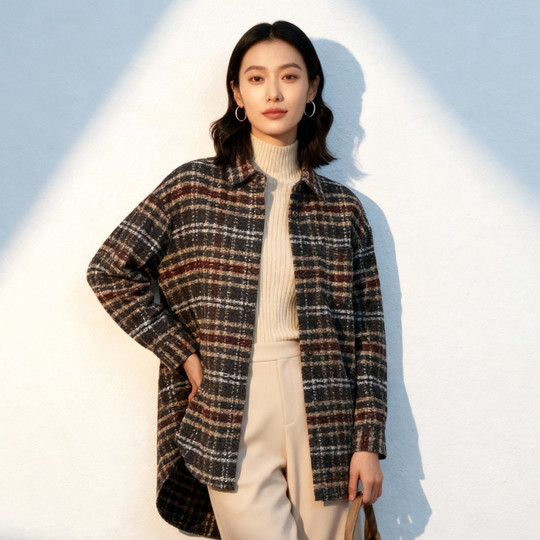 
Basic House/Baijiahao autumn and winter design coat sheep wool long-sleeved shirt comfortable and versatile top